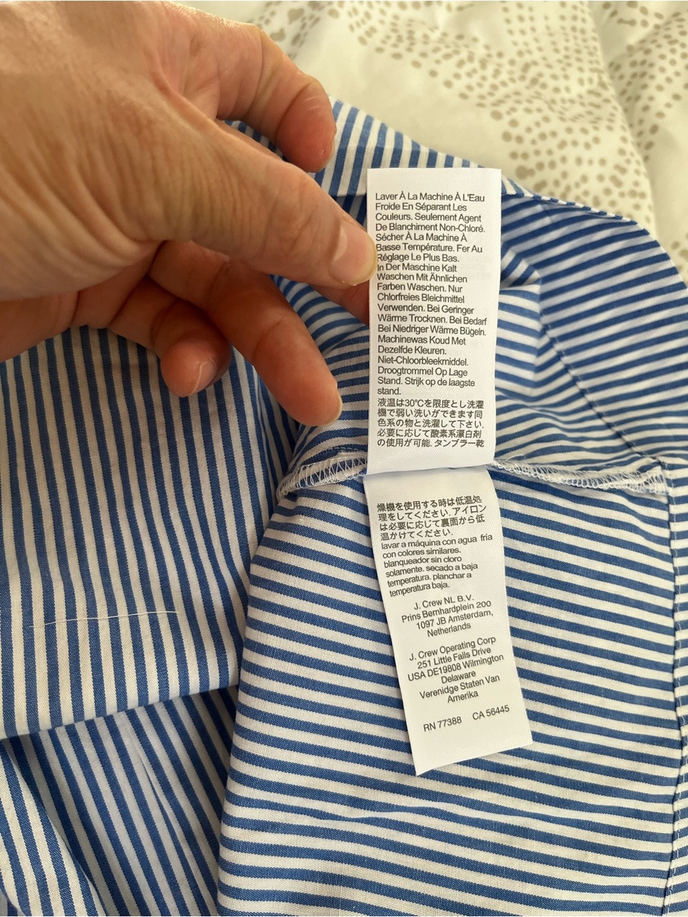 J. Crew Blue and White Striped Puff-Sleeve Shirt Dress with Drawstring - Picture 10 of 11
